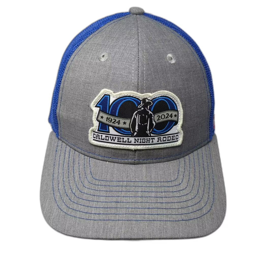 AMG Trucker Hat Gray Blue One Size Caldwell Night Rodeo 100th Anniversary Hat